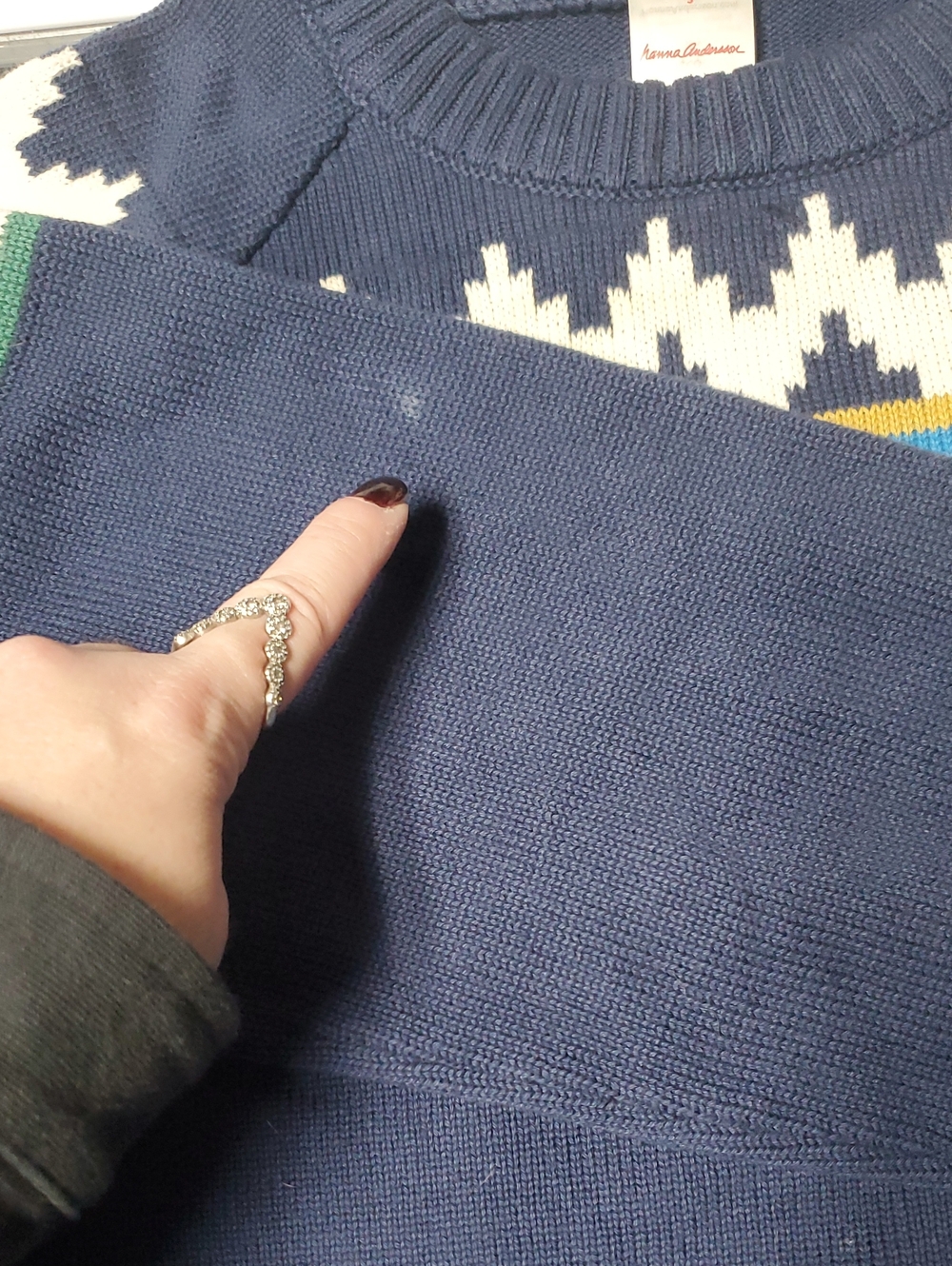 Womens Hanna Andersson Winter Solstice Holiday Sweater Size Small Blue Fairisle - Picture 10 of 15
